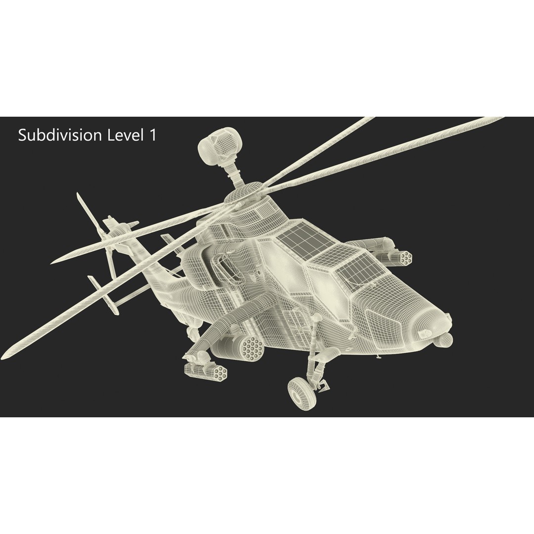 Eurocopter Tiger EC665 3D Model – Rigged PBR Helicopter Asset for Animation - View 29