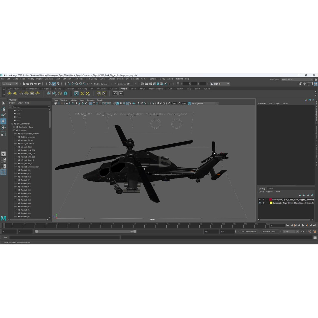 Eurocopter Tiger EC665 3D Model – Rigged PBR Helicopter Asset for Animation - View 32