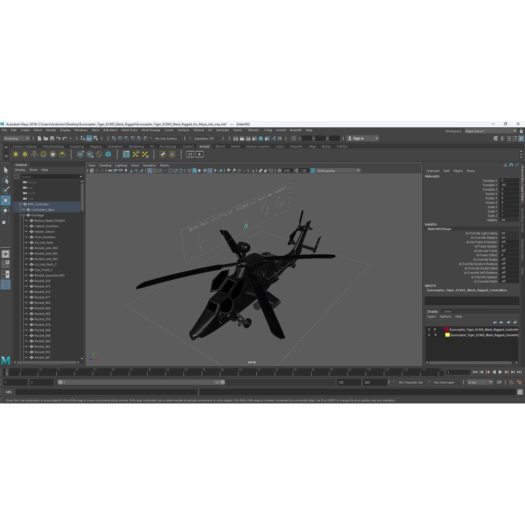 Eurocopter Tiger EC665 3D Model – Rigged PBR Helicopter Asset for Animation - View 35