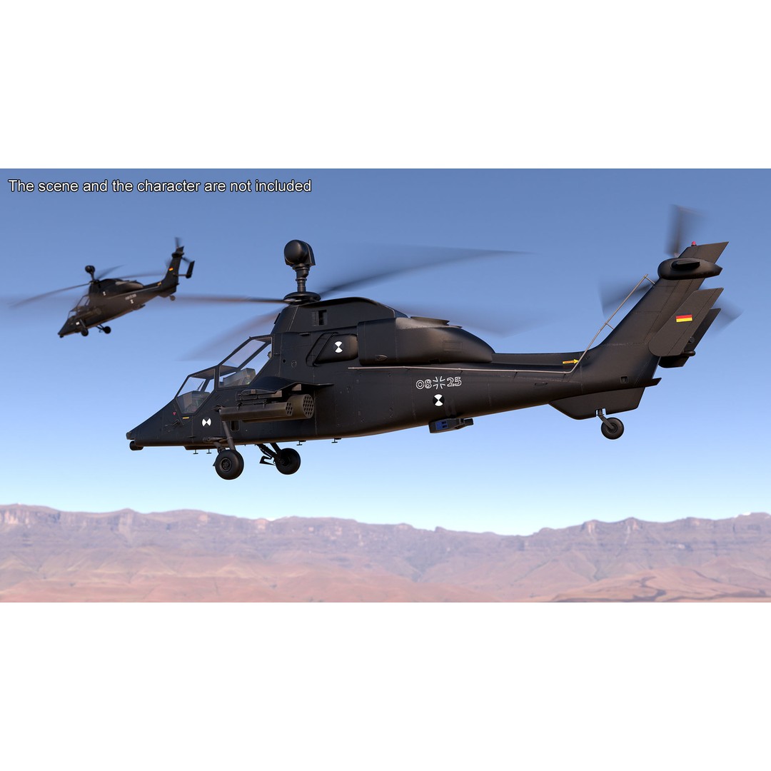 Eurocopter Tiger EC665 3D Model – Rigged PBR Helicopter Asset for Animation - View 5
