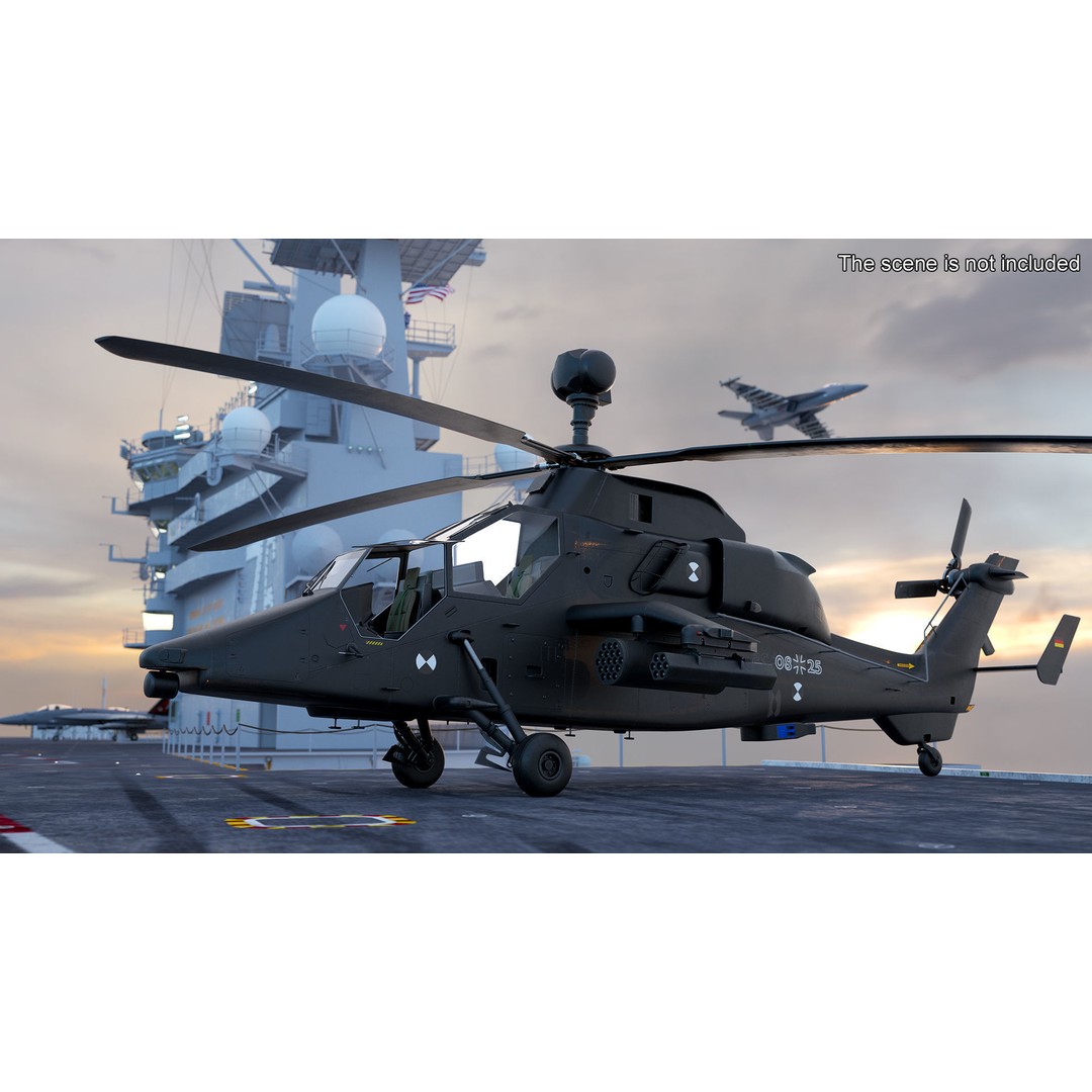 Eurocopter Tiger EC665 3D Model – Rigged PBR Helicopter Asset for Animation - View 6