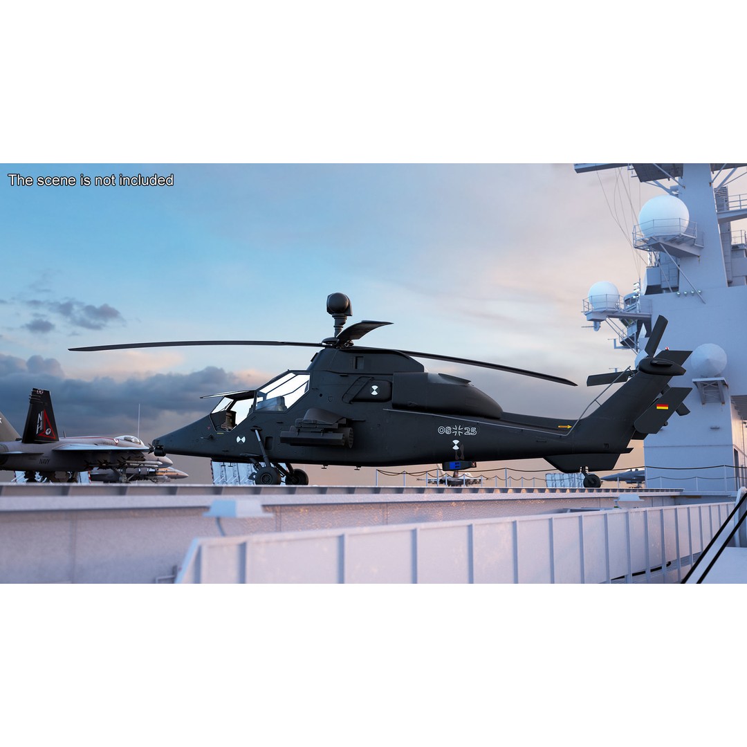 Eurocopter Tiger EC665 3D Model – Rigged PBR Helicopter Asset for Animation - View 7