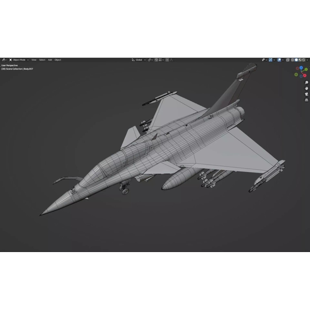 French Fighter Raf-B 3D Model – Fully Rigged Low-Poly Aircraft, FBX