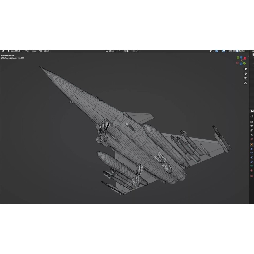 French Fighter Raf-B 3D Model – Fully Rigged Low-Poly Aircraft, FBX - View 19