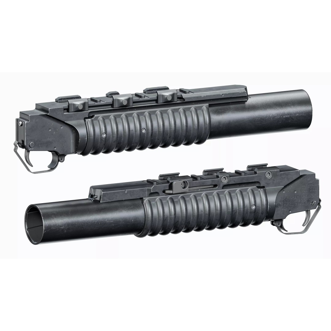 M203 Grenade Launcher 3D Model – Low Poly Game Asset, FBX/OBJ - View 3