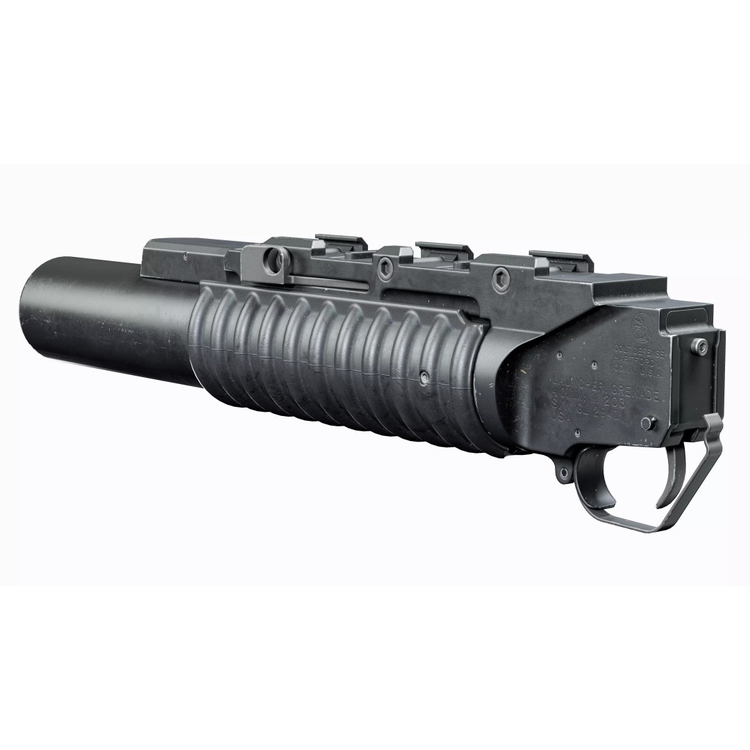 M203 Grenade Launcher 3D Model – Low Poly Game Asset, FBX/OBJ - View 4