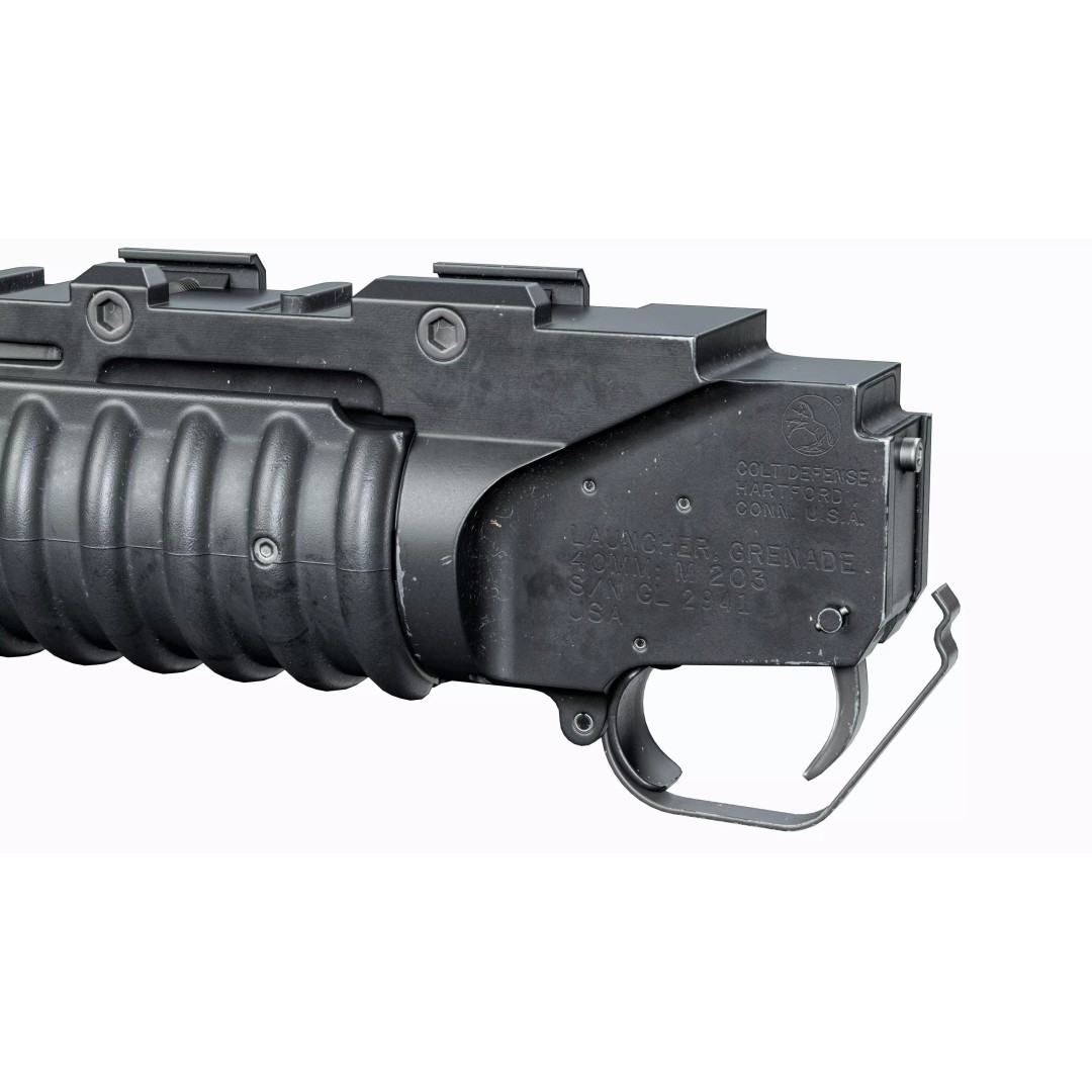 M203 Grenade Launcher 3D Model – Low Poly Game Asset, FBX/OBJ - View 9