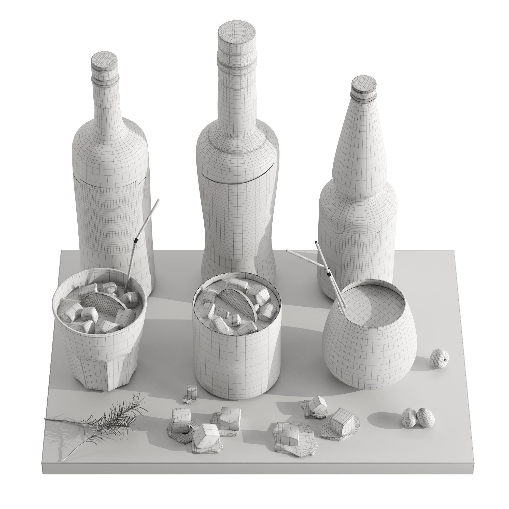 Cocktail Set - Low-Poly Game-Ready 3D Model - View 13