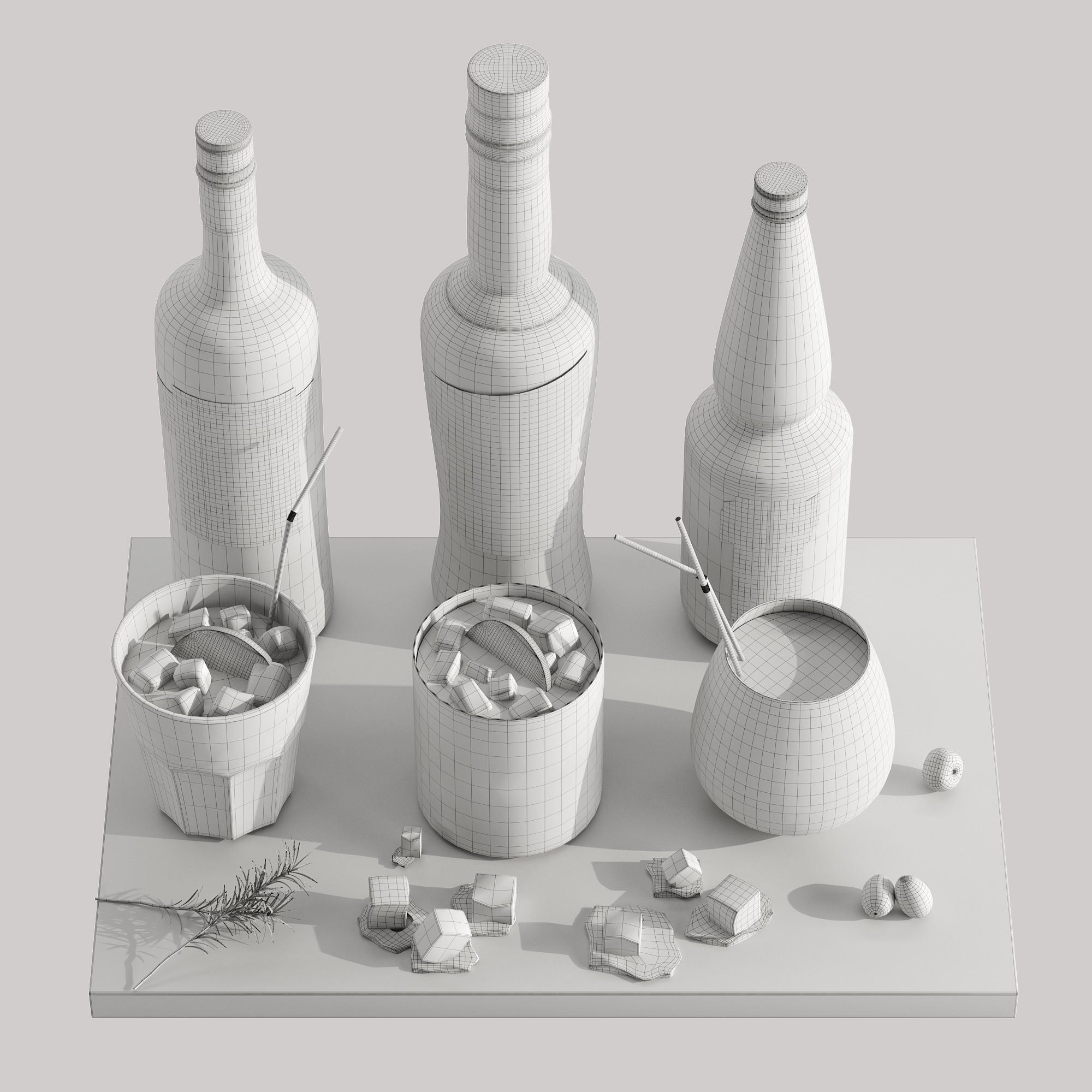 Cocktail Set - Low-Poly Game-Ready 3D Model - View 14