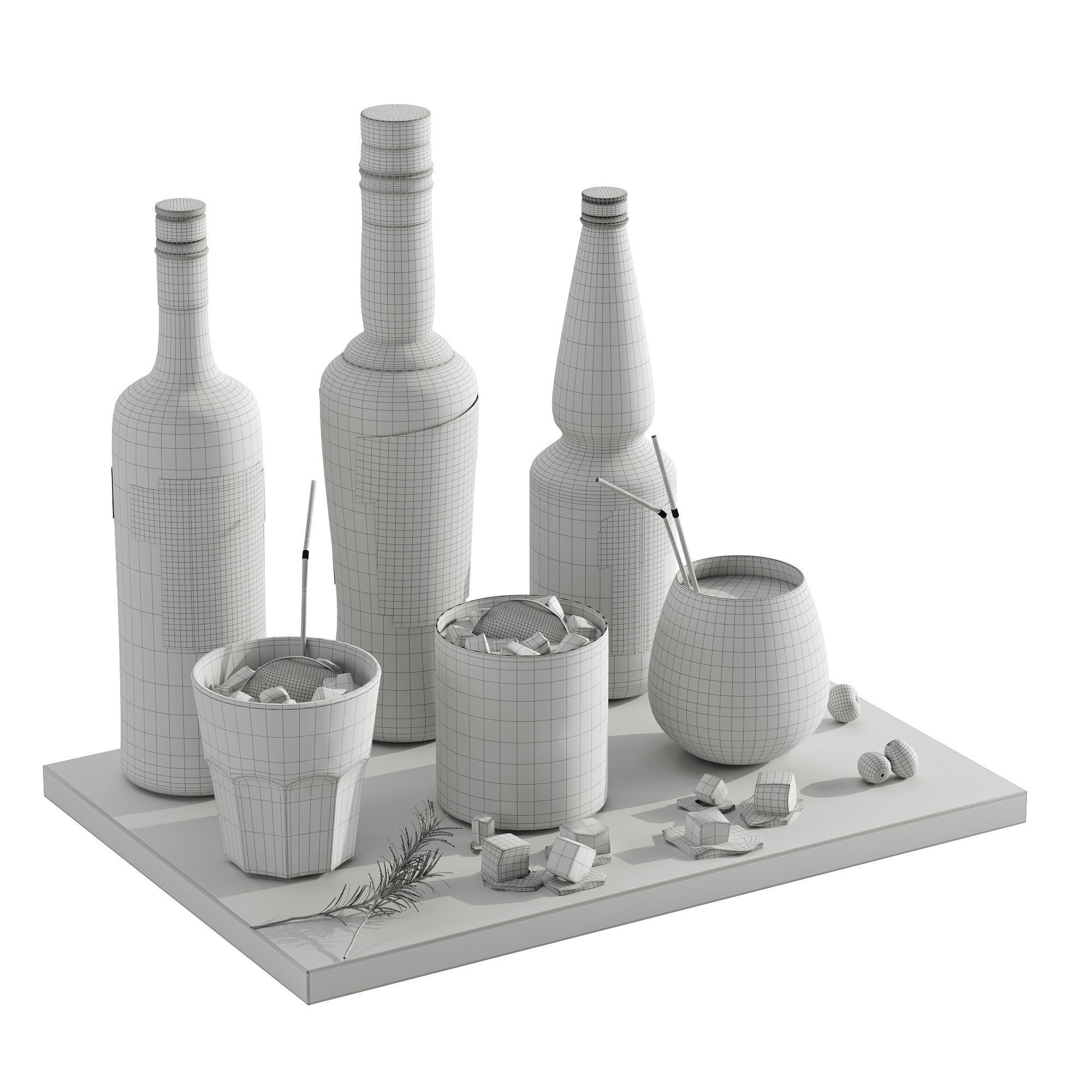 Cocktail Set - Low-Poly Game-Ready 3D Model - View 15