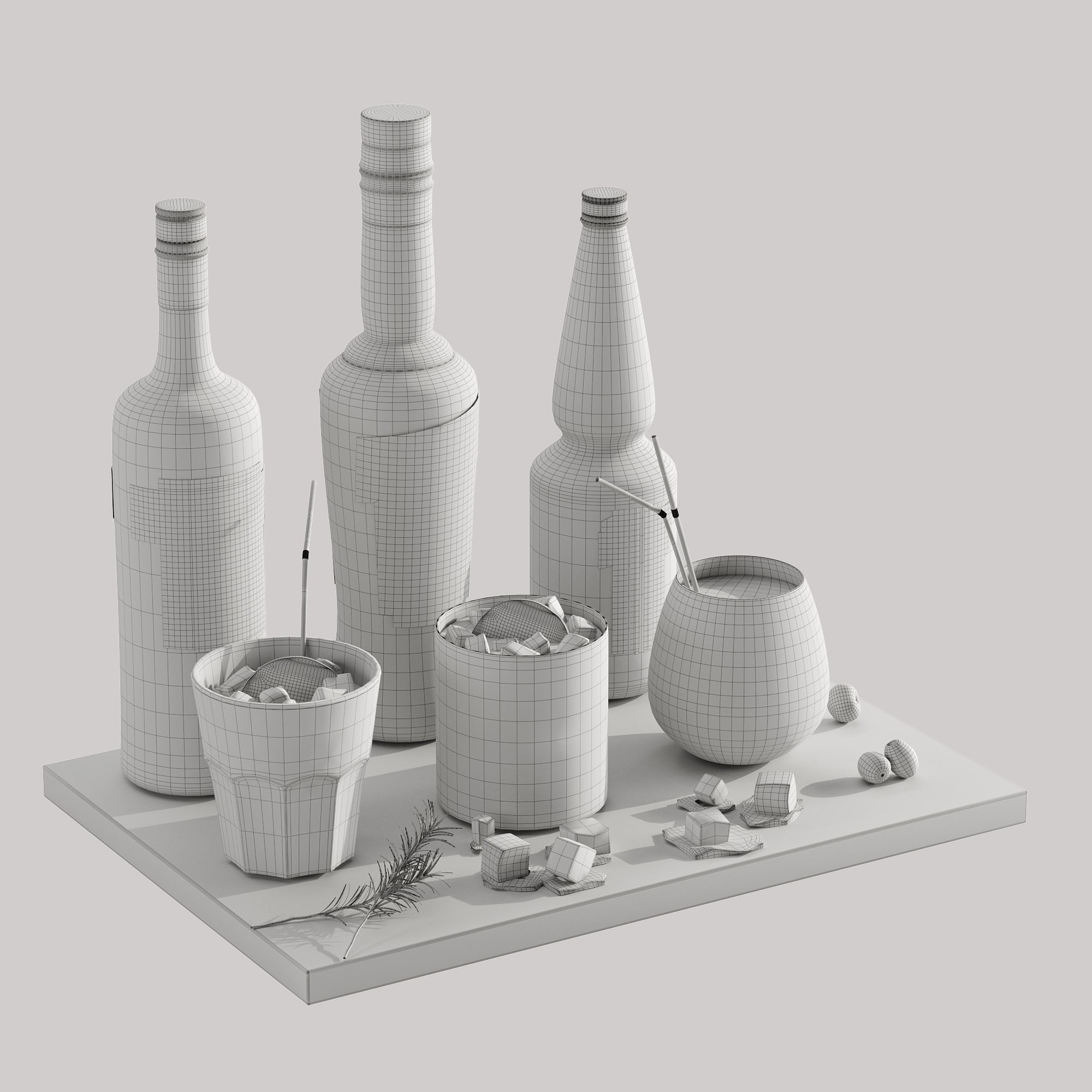 Cocktail Set - Low-Poly Game-Ready 3D Model - View 16
