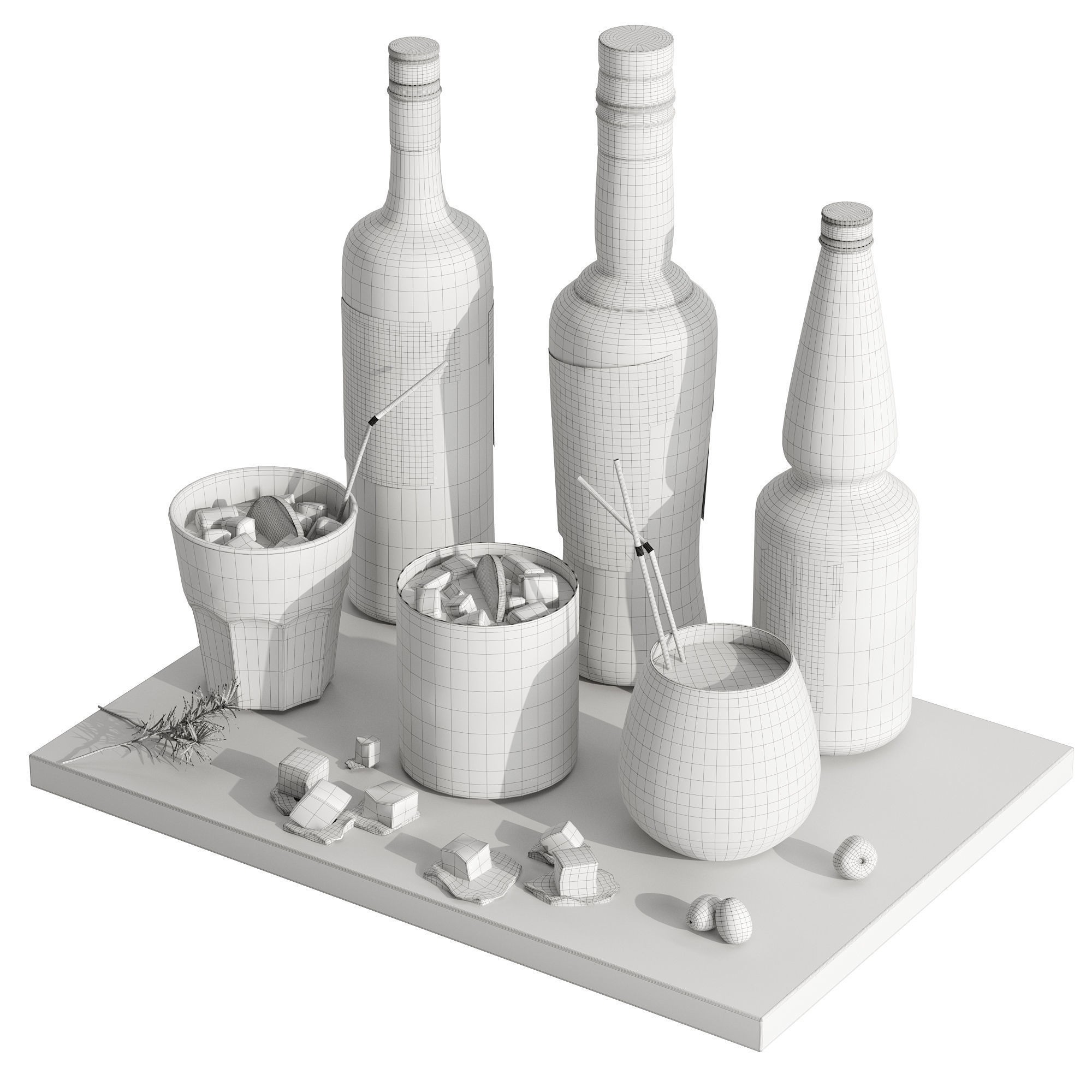 Cocktail Set - Low-Poly Game-Ready 3D Model - View 17