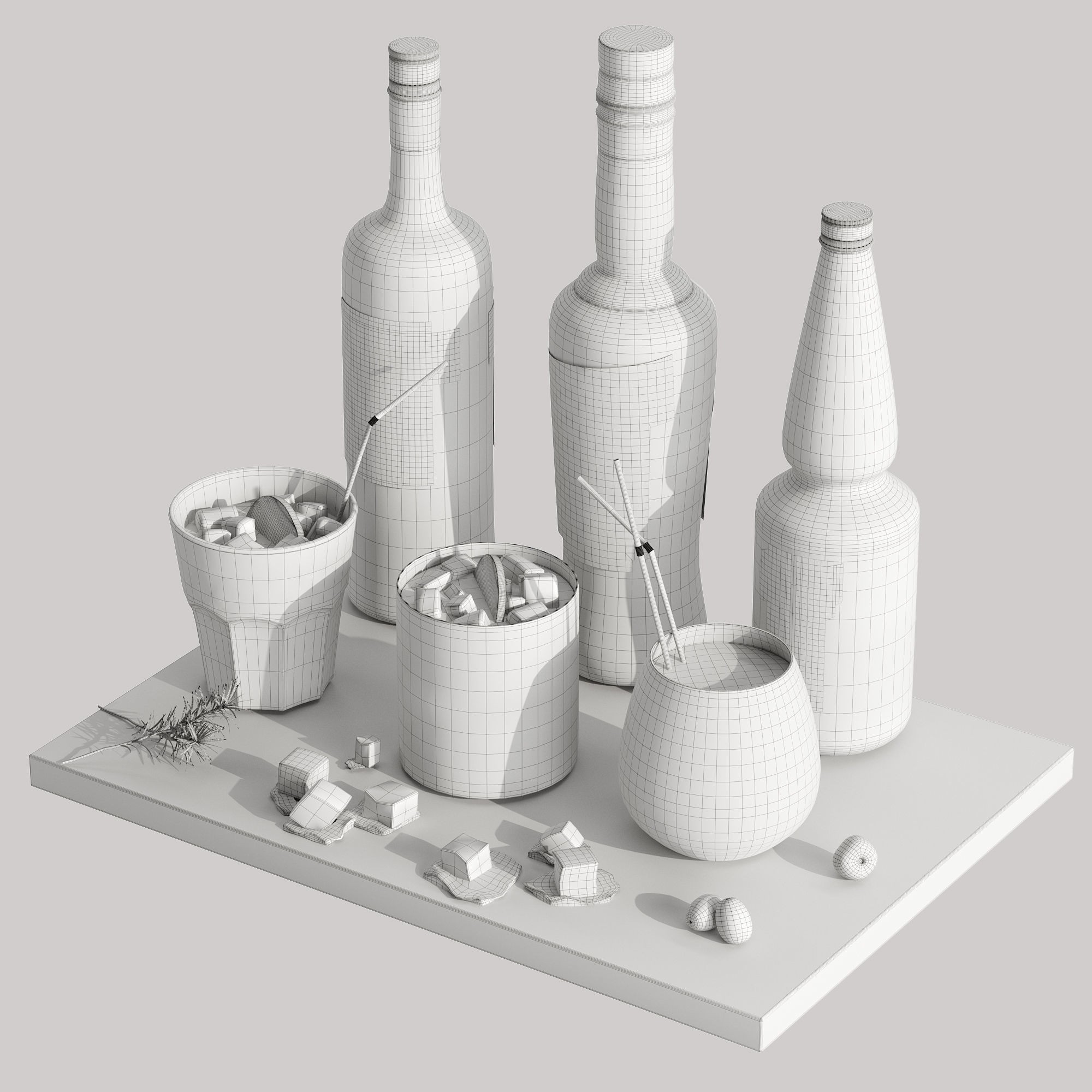 Cocktail Set - Low-Poly Game-Ready 3D Model - View 18