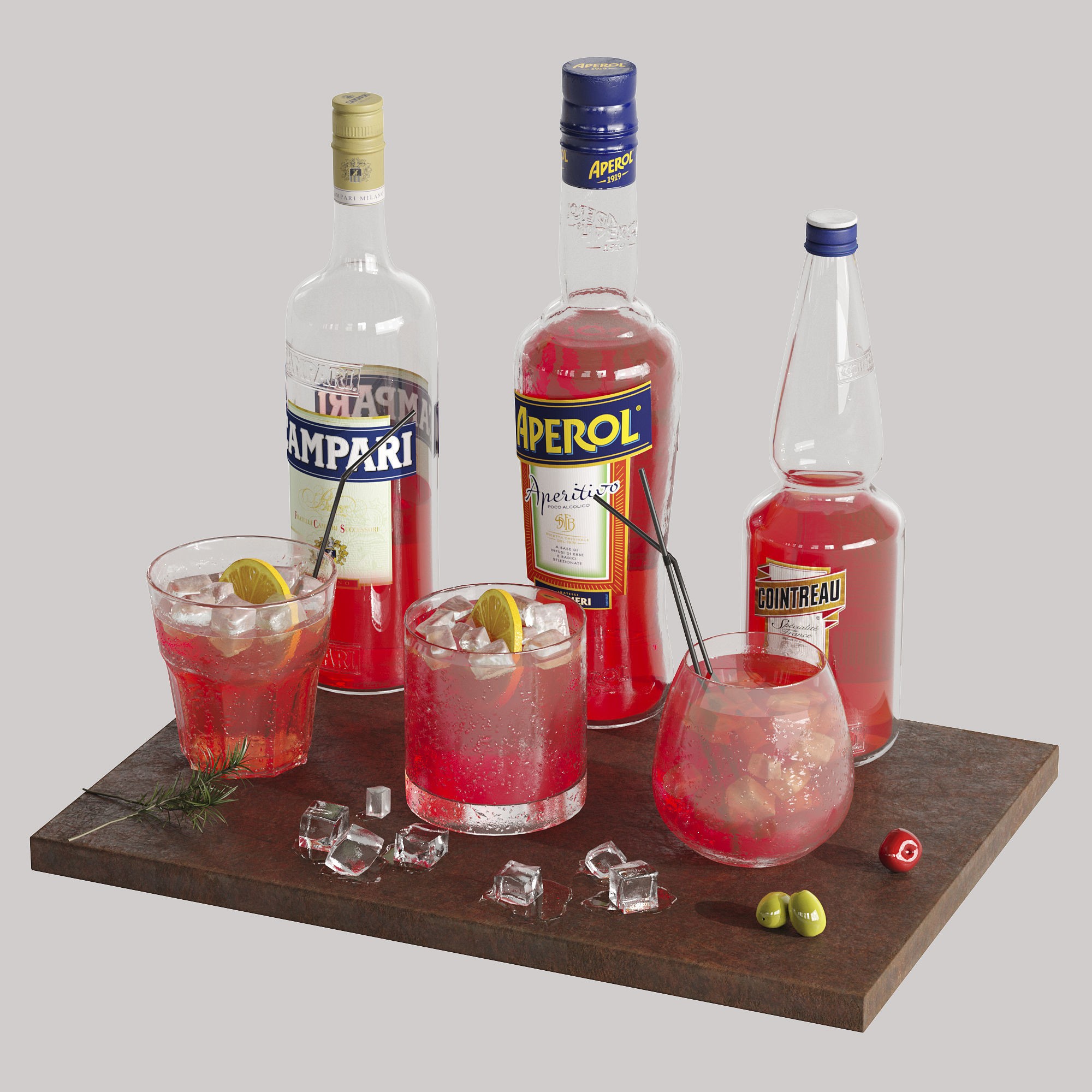 Cocktail Set - Low-Poly Game-Ready 3D Model - View 3