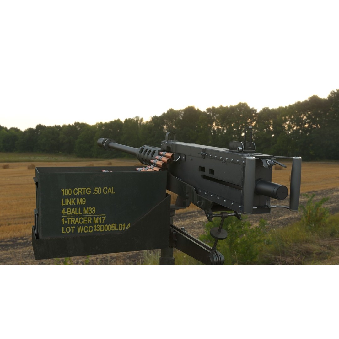 M2HB Browning 3D Model – High Poly Military Gun with PBR Textures - View 11