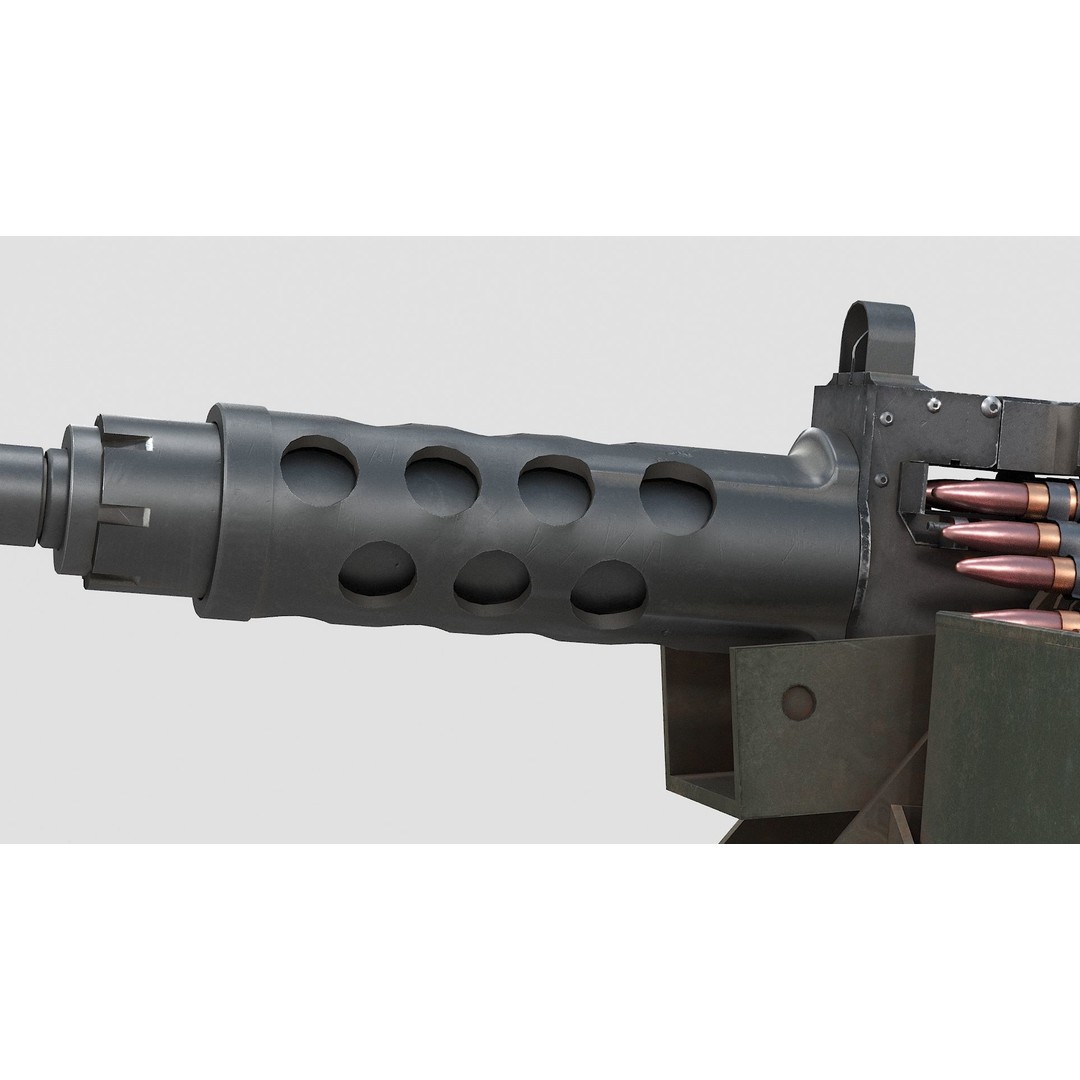 M2HB Browning 3D Model – High Poly Military Gun with PBR Textures - View 5