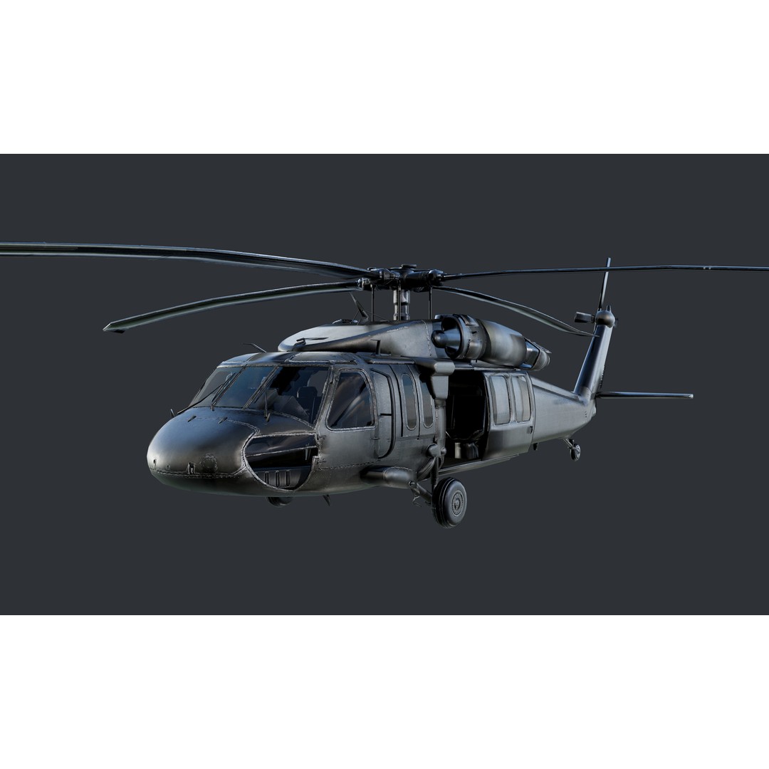 Sikorsky UH60 Black Hawk 3D Model – Low Poly Game Ready Helicopter, FBX - View 10