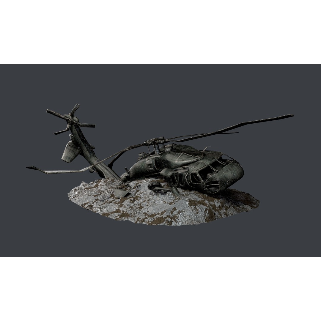 Sikorsky UH60 Black Hawk 3D Model – Low Poly Game Ready Helicopter, FBX - View 5