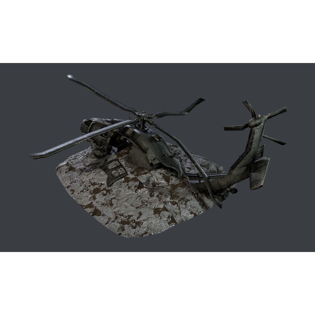 Sikorsky UH60 Black Hawk 3D Model – Low Poly Game Ready Helicopter, FBX - View 7
