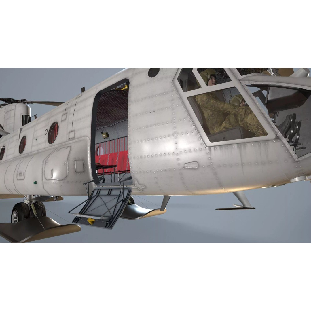CH-47 Chinook Helicopter 3D Model – Low Poly Game Asset, FBX - View 17