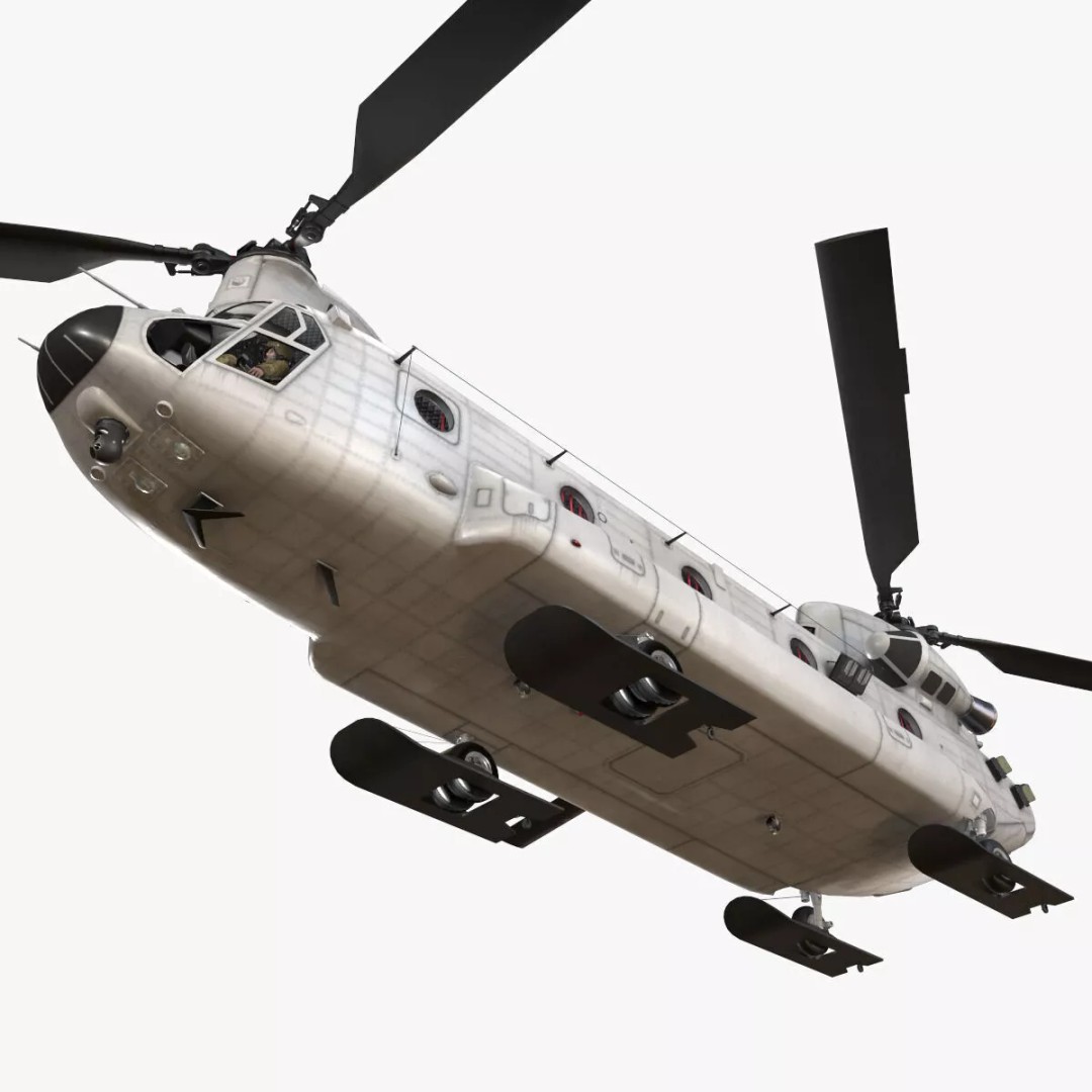 CH-47 Chinook Helicopter 3D Model – Low Poly Game Asset, FBX - View 2