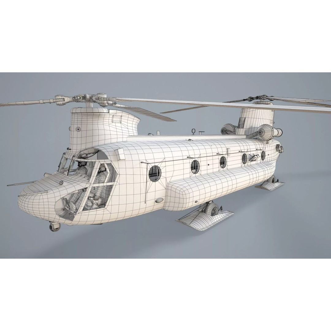 CH-47 Chinook Helicopter 3D Model – Low Poly Game Asset, FBX - View 28