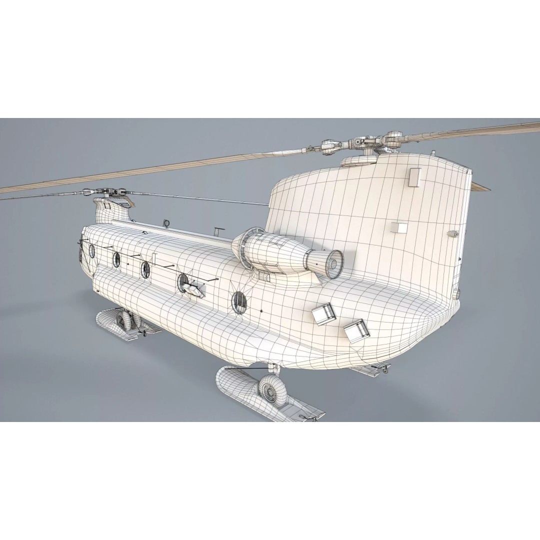 CH-47 Chinook Helicopter 3D Model – Low Poly Game Asset, FBX - View 29