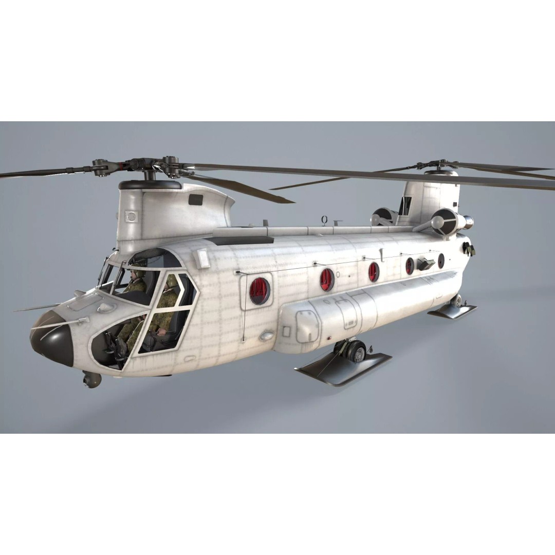 CH-47 Chinook Helicopter 3D Model – Low Poly Game Asset, FBX - View 3