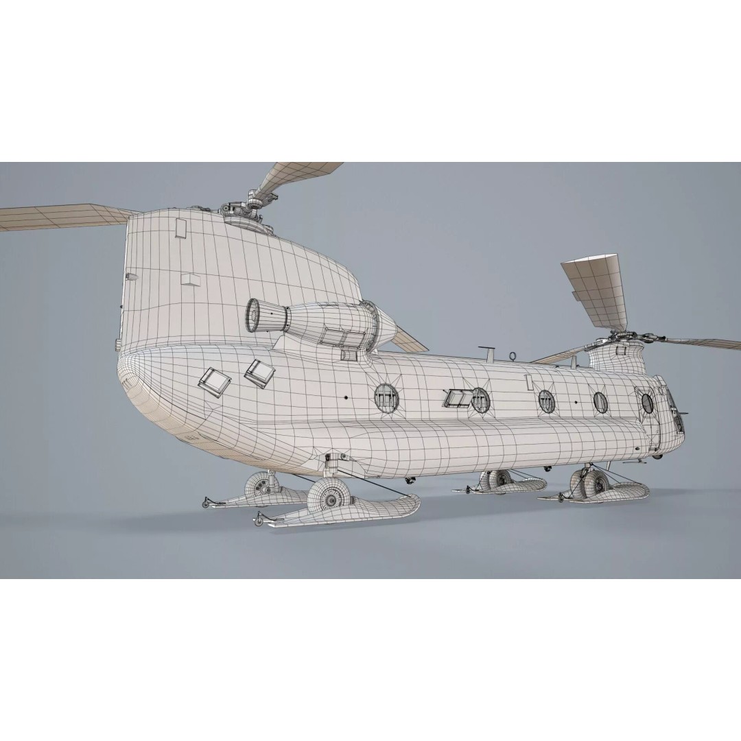 CH-47 Chinook Helicopter 3D Model – Low Poly Game Asset, FBX - View 30
