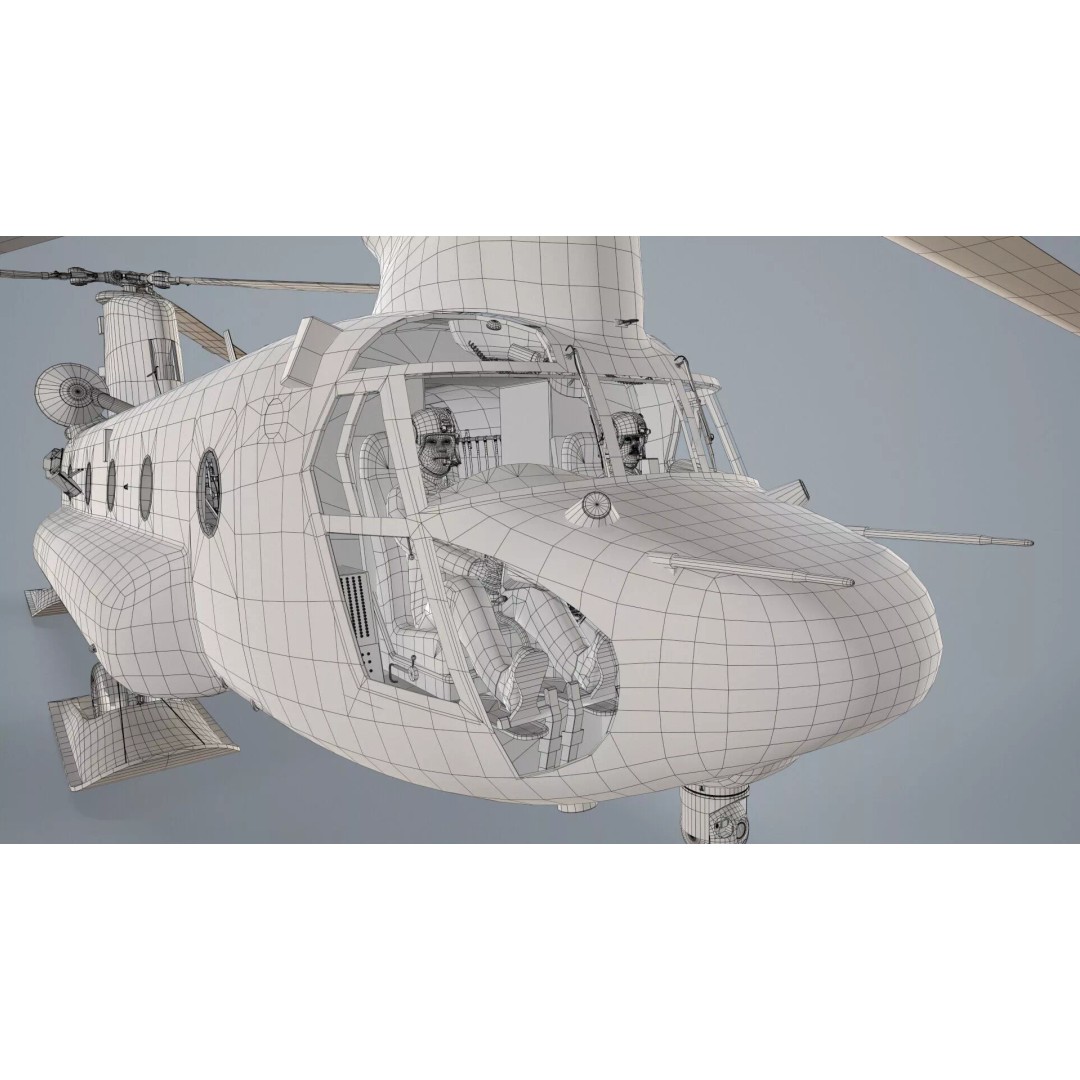 CH-47 Chinook Helicopter 3D Model – Low Poly Game Asset, FBX - View 31