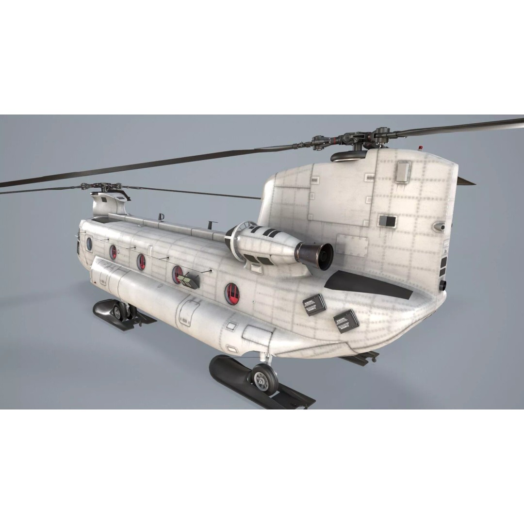 CH-47 Chinook Helicopter 3D Model – Low Poly Game Asset, FBX - View 4