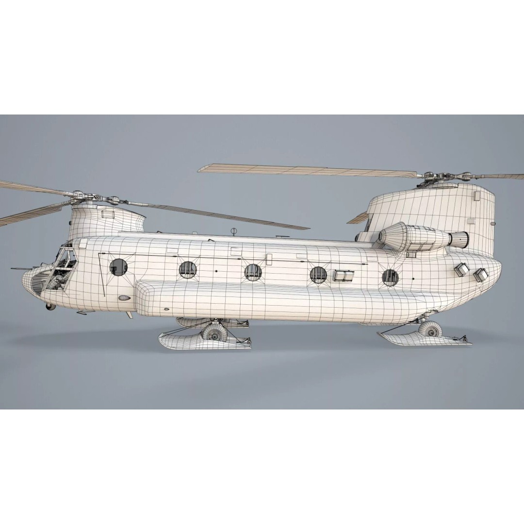 CH-47 Chinook Helicopter 3D Model – Low Poly Game Asset, FBX - View 40