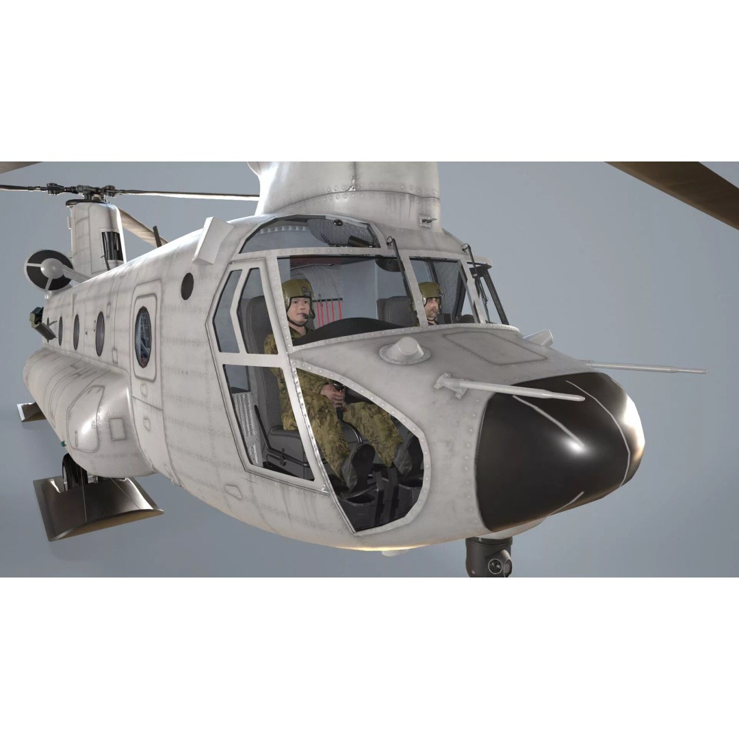 CH-47 Chinook Helicopter 3D Model – Low Poly Game Asset, FBX - View 6