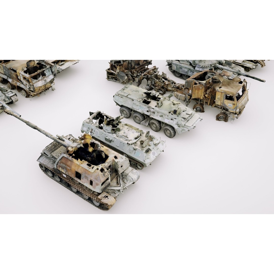 Destroyed Russian Armoured Vehicles 3D Model – Detailed Collection, PBR - View 10