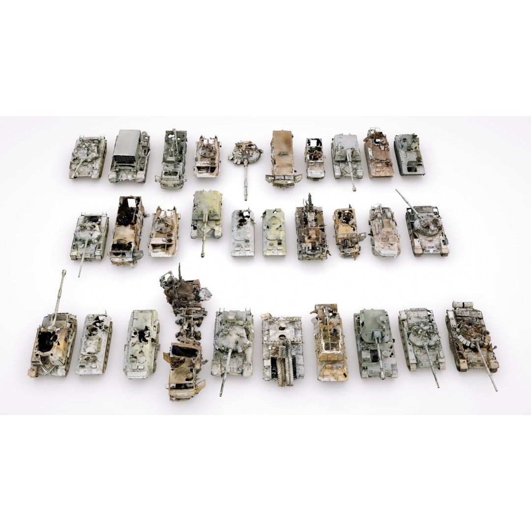 Destroyed Russian Armoured Vehicles 3D Model – Detailed Collection, PBR - View 3