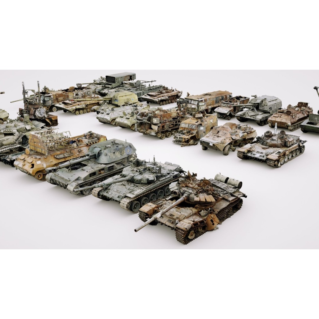 Destroyed Russian Armoured Vehicles 3D Model – Detailed Collection, PBR - View 4