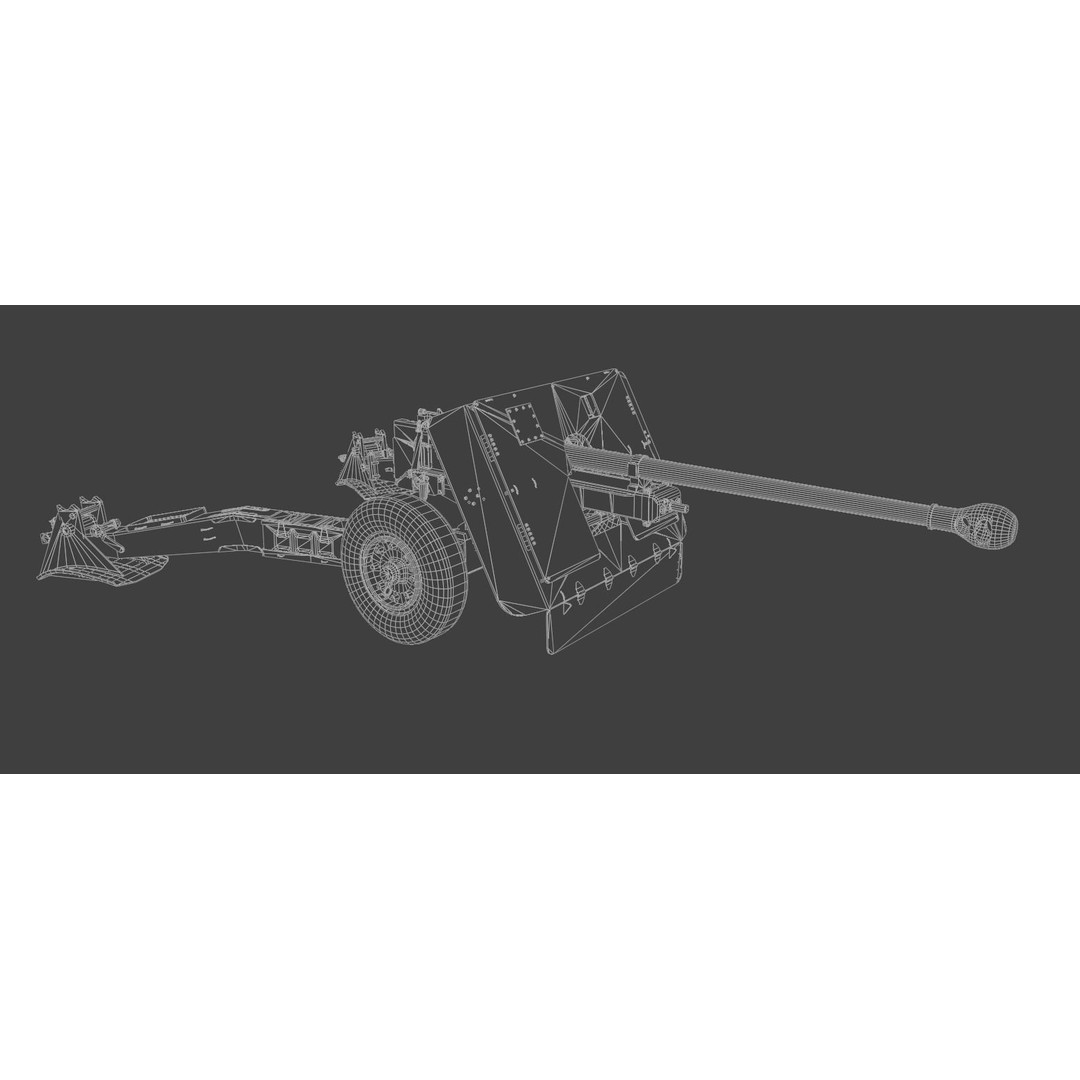 Ordnance QF 17-Pounder Anti-Tank Gun 3D Model – Low Poly PBR Game Asset, FBX - View 10