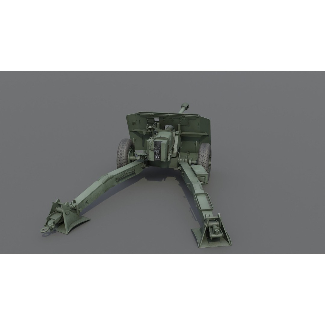 Ordnance QF 17-Pounder Anti-Tank Gun 3D Model – Low Poly PBR Game Asset, FBX - View 13
