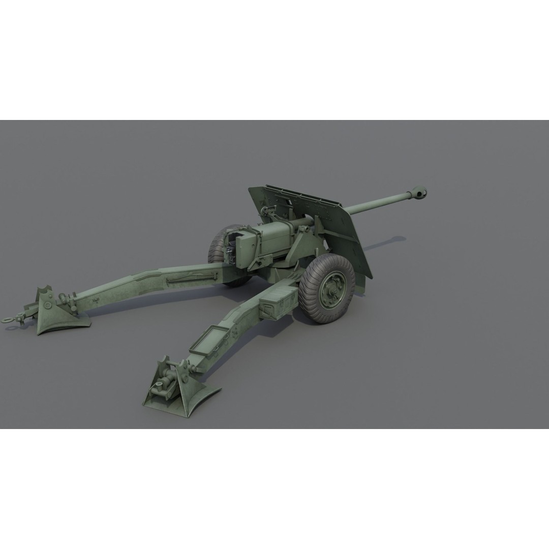 Ordnance QF 17-Pounder Anti-Tank Gun 3D Model – Low Poly PBR Game Asset, FBX - View 14
