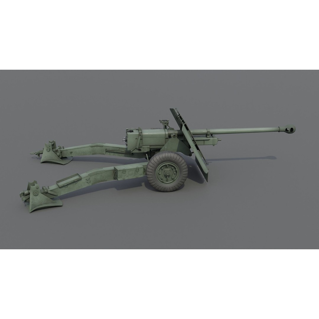 Ordnance QF 17-Pounder Anti-Tank Gun 3D Model – Low Poly PBR Game Asset, FBX - View 15