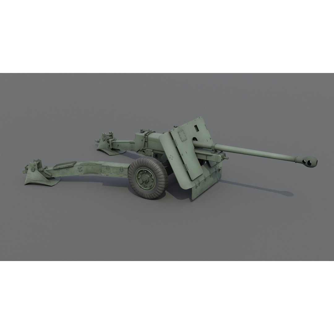 Ordnance QF 17-Pounder Anti-Tank Gun 3D Model – Low Poly PBR Game Asset, FBX - View 16