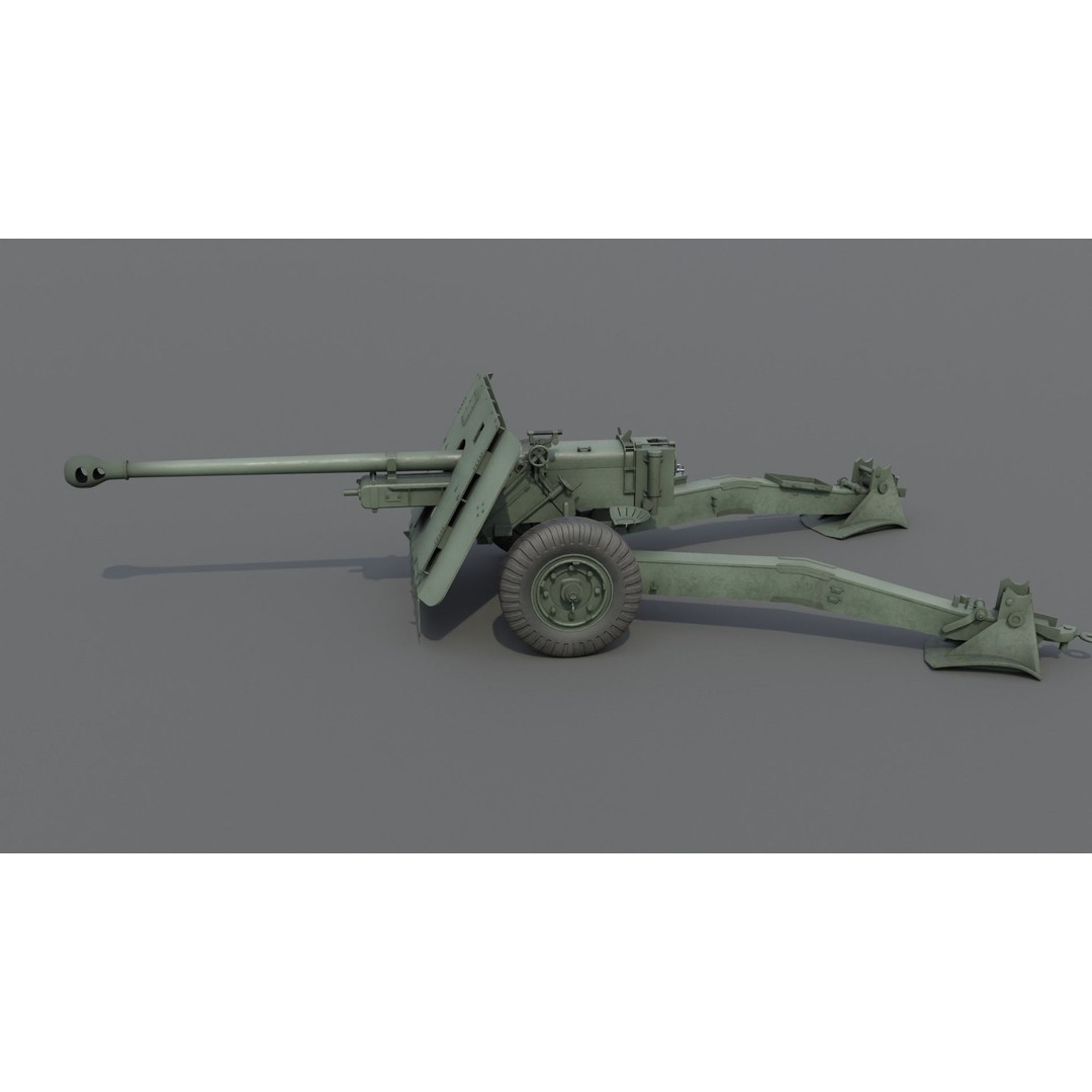Ordnance QF 17-Pounder Anti-Tank Gun 3D Model – Low Poly PBR Game Asset, FBX - View 19