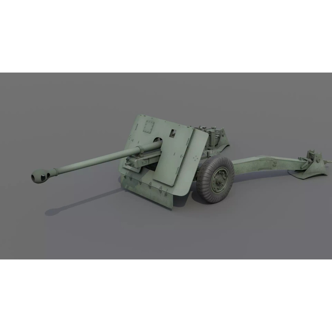 Ordnance QF 17-Pounder Anti-Tank Gun 3D Model – Low Poly PBR Game Asset, FBX - View 2