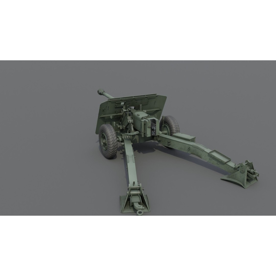 Ordnance QF 17-Pounder Anti-Tank Gun 3D Model – Low Poly PBR Game Asset, FBX - View 20