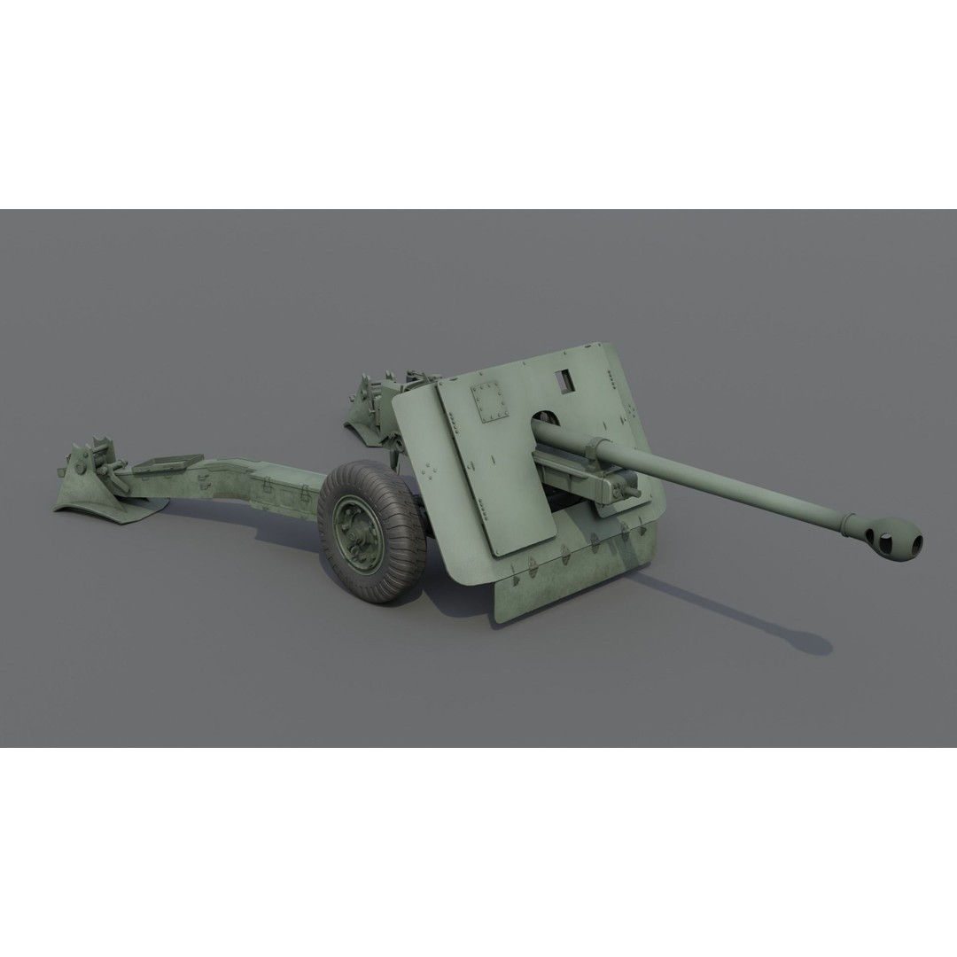 Ordnance QF 17-Pounder Anti-Tank Gun 3D Model – Low Poly PBR Game Asset, FBX - View 3