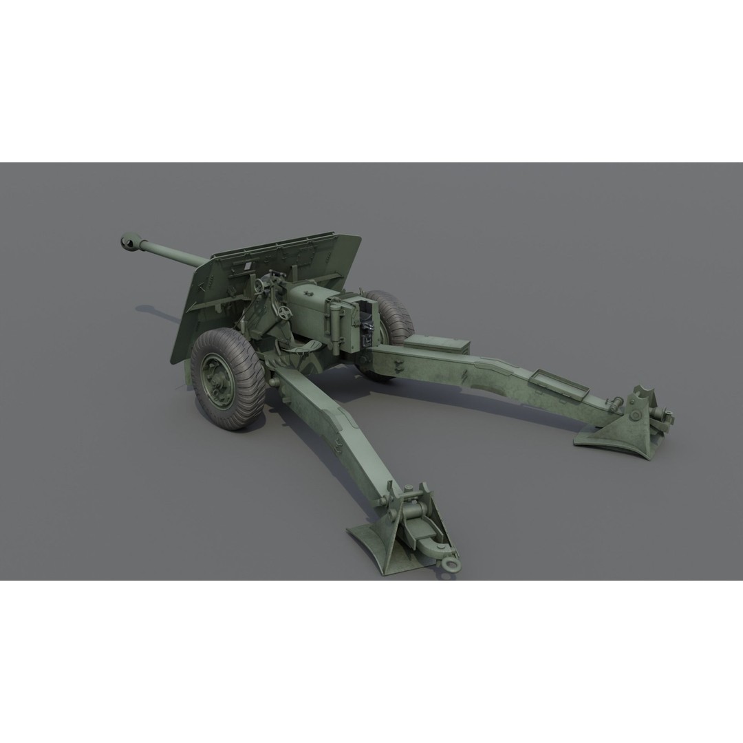 Ordnance QF 17-Pounder Anti-Tank Gun 3D Model – Low Poly PBR Game Asset, FBX - View 5