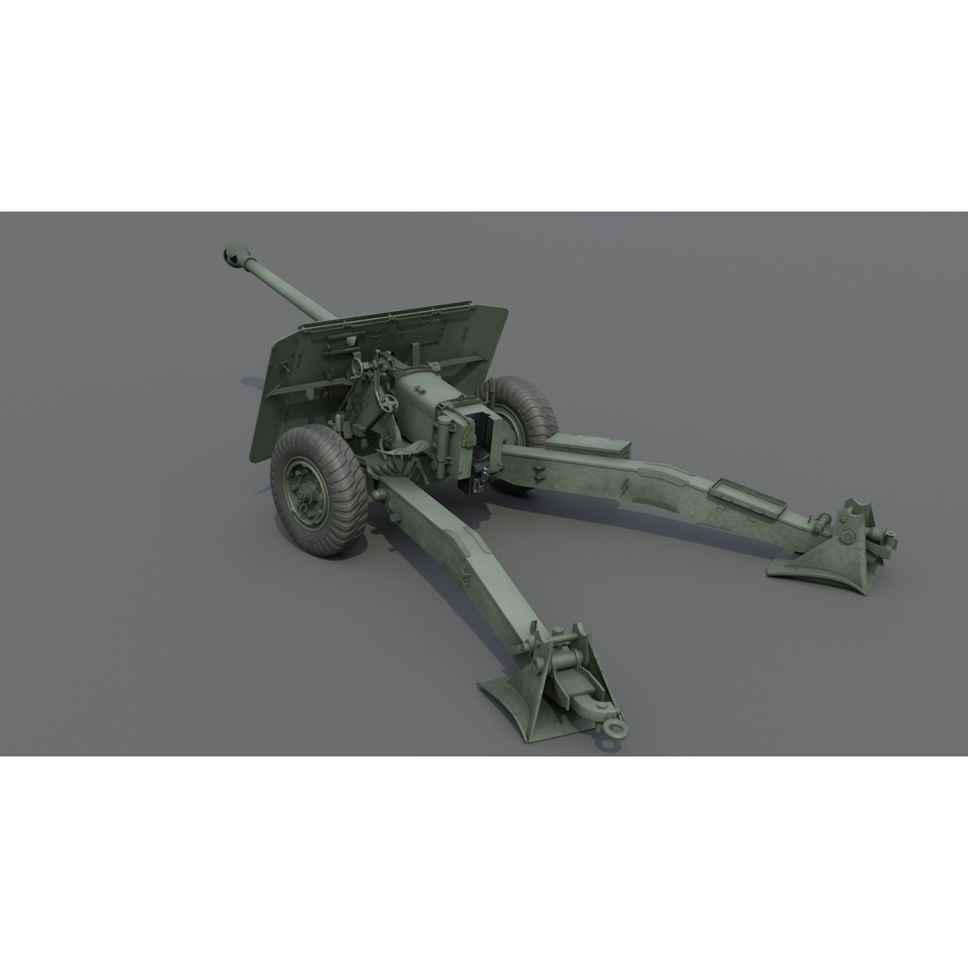 Ordnance QF 17-Pounder Anti-Tank Gun 3D Model – Low Poly PBR Game Asset, FBX - View 6