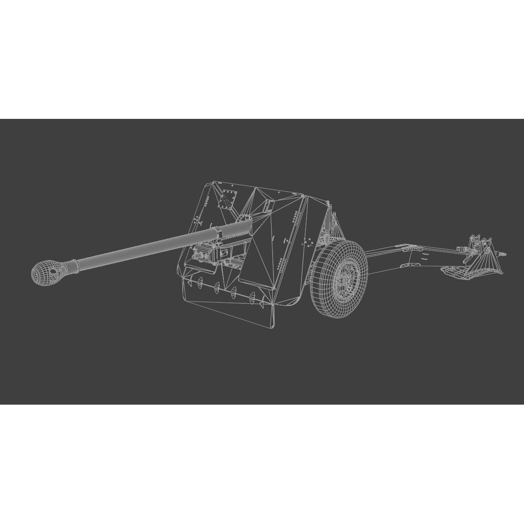 Ordnance QF 17-Pounder Anti-Tank Gun 3D Model – Low Poly PBR Game Asset, FBX - View 7