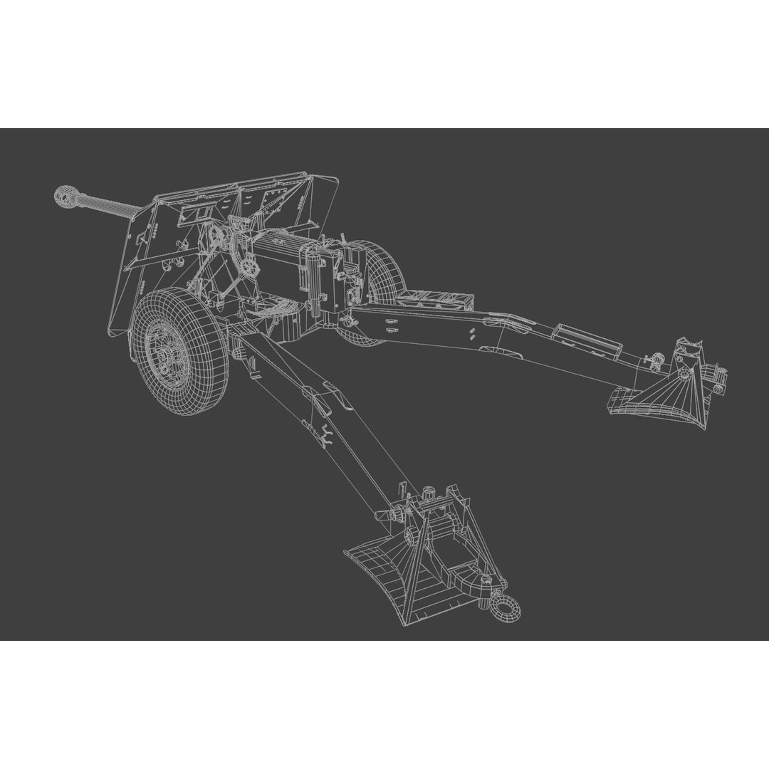 Ordnance QF 17-Pounder Anti-Tank Gun 3D Model – Low Poly PBR Game Asset, FBX - View 8