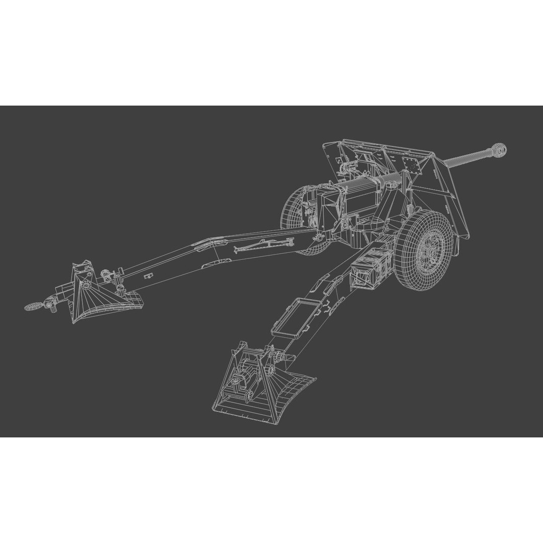 Ordnance QF 17-Pounder Anti-Tank Gun 3D Model – Low Poly PBR Game Asset, FBX - View 9
